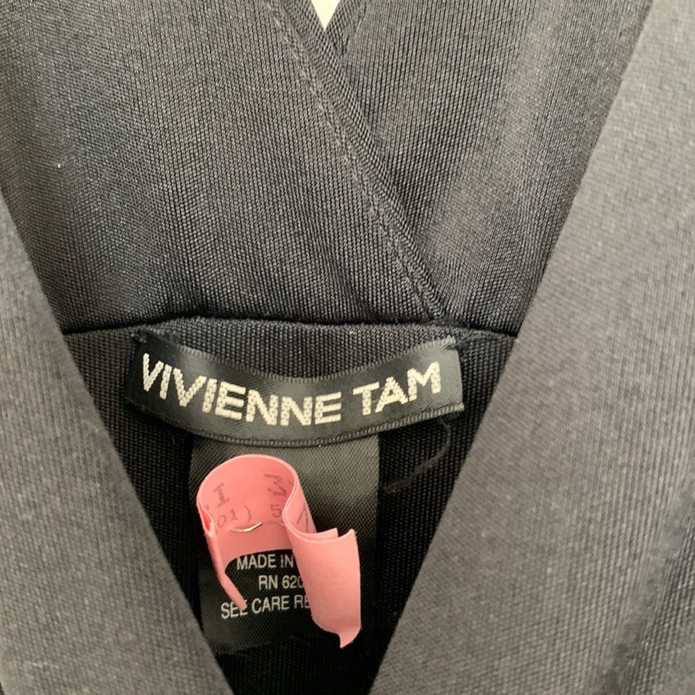 Vivienne Tam silk jersey black cocktail dress, size 2 lined EUC and easy to wear - Picture 5 of 8